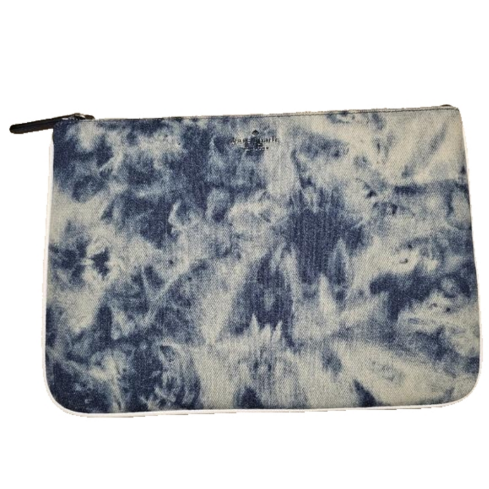Kate Spade NWT Denim tie dye large Zippered pouch